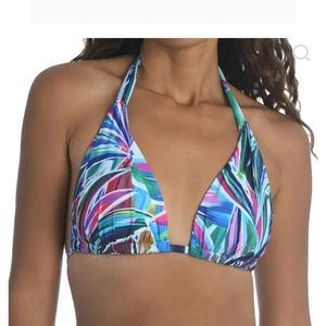 La Blanca Palm Opulence Island Goddess Halter Triangle Bikini Top Size 10